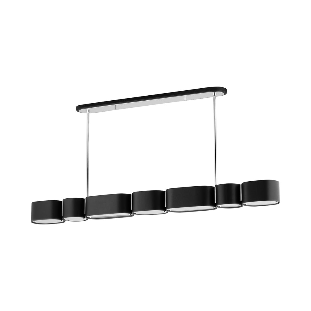 Opal Linear Pendant Light in Soft Black/Stainless Steel.