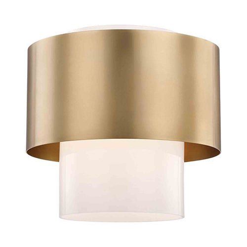 Corinth Flush Mount Ceiling Light in Aged Brass.