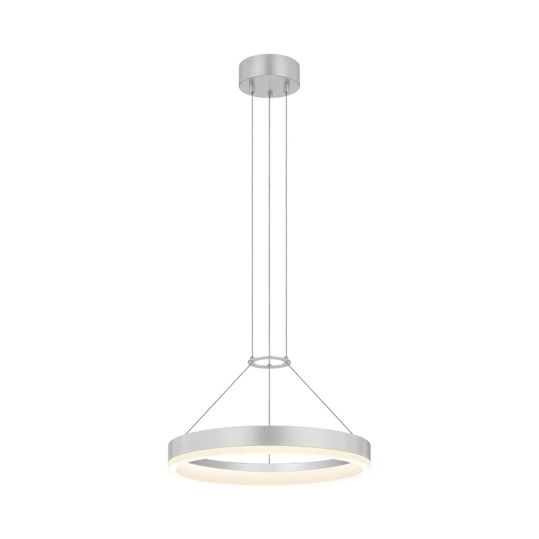 Corona Ring LED Pendant Light in Small/Bright Satin Aluminum.