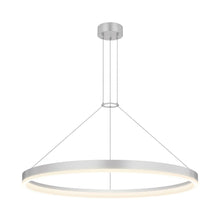 Load image into Gallery viewer, Corona Ring LED Pendant Light in Large/Bright Satin Aluminum.
