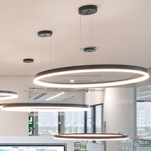 Load image into Gallery viewer, Corona Ring LED Pendant Light in living room.
