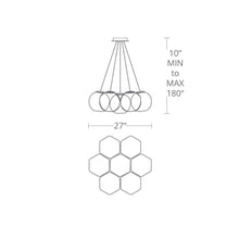 Load image into Gallery viewer, Cosmic Crystal Multi-Light LED Pendant Light - line drawing.
