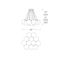 Load image into Gallery viewer, Cosmic Crystal Multi-Light LED Pendant Light - line drawing.
