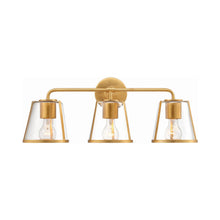 Load image into Gallery viewer, Fulton Vanity Wall Light in Antique Gold (Clear Glass).
