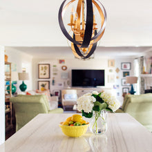 Load image into Gallery viewer, Luna Sphere Chandelier in dining room.
