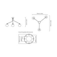 Load image into Gallery viewer, Array Mini Opal Semi Flush Mount Ceiling Light - line drawing.
