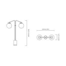 Load image into Gallery viewer, Array Twin Opal Table Light - line drawing.
