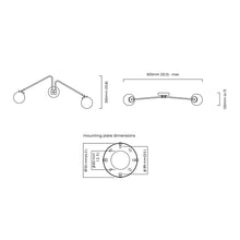 Load image into Gallery viewer, Array Twin Opal Wall Light - line drawing.
