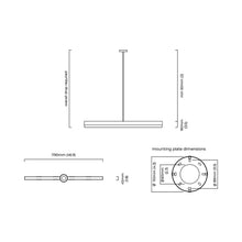 Load image into Gallery viewer, Artes LED Linear Pendant Light - line drawing.
