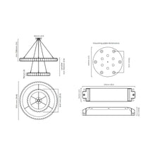 Load image into Gallery viewer, Avalon Halo LED Chandelier - line drawing.
