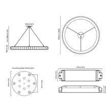 Load image into Gallery viewer, Avalon LED Chandelier - line drawing.
