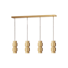 Load image into Gallery viewer, Cluster LED Pendant Light in Line/Satin Brass (4-Light).
