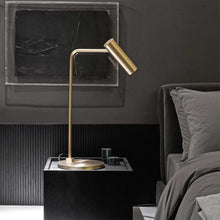 Load image into Gallery viewer, Heron LED Table Lamp in bedroom.
