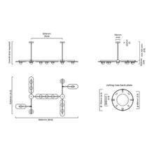 Load image into Gallery viewer, Modulo Grid Linear LED Pendant Light - line drawing.
