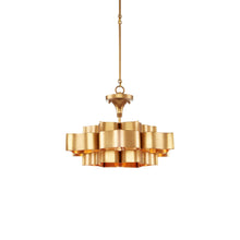Load image into Gallery viewer, Grand Lotus Chandelier in Anqtique Gold Leaf (Small).
