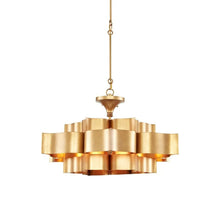 Load image into Gallery viewer, Grand Lotus Chandelier in Anqtique Gold Leaf (Large).
