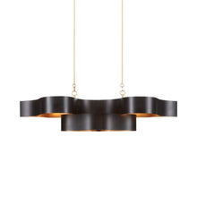 Load image into Gallery viewer, Grand Lotus Linear Pendant Light in Satin Black.

