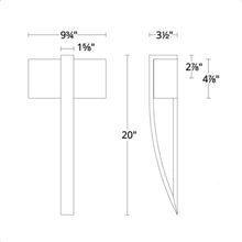 Load image into Gallery viewer, Curvana LED Wall Light - line drawing.
