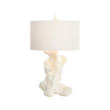 Load image into Gallery viewer, Driftwood Table Lamp with Linen Shade in Detail.
