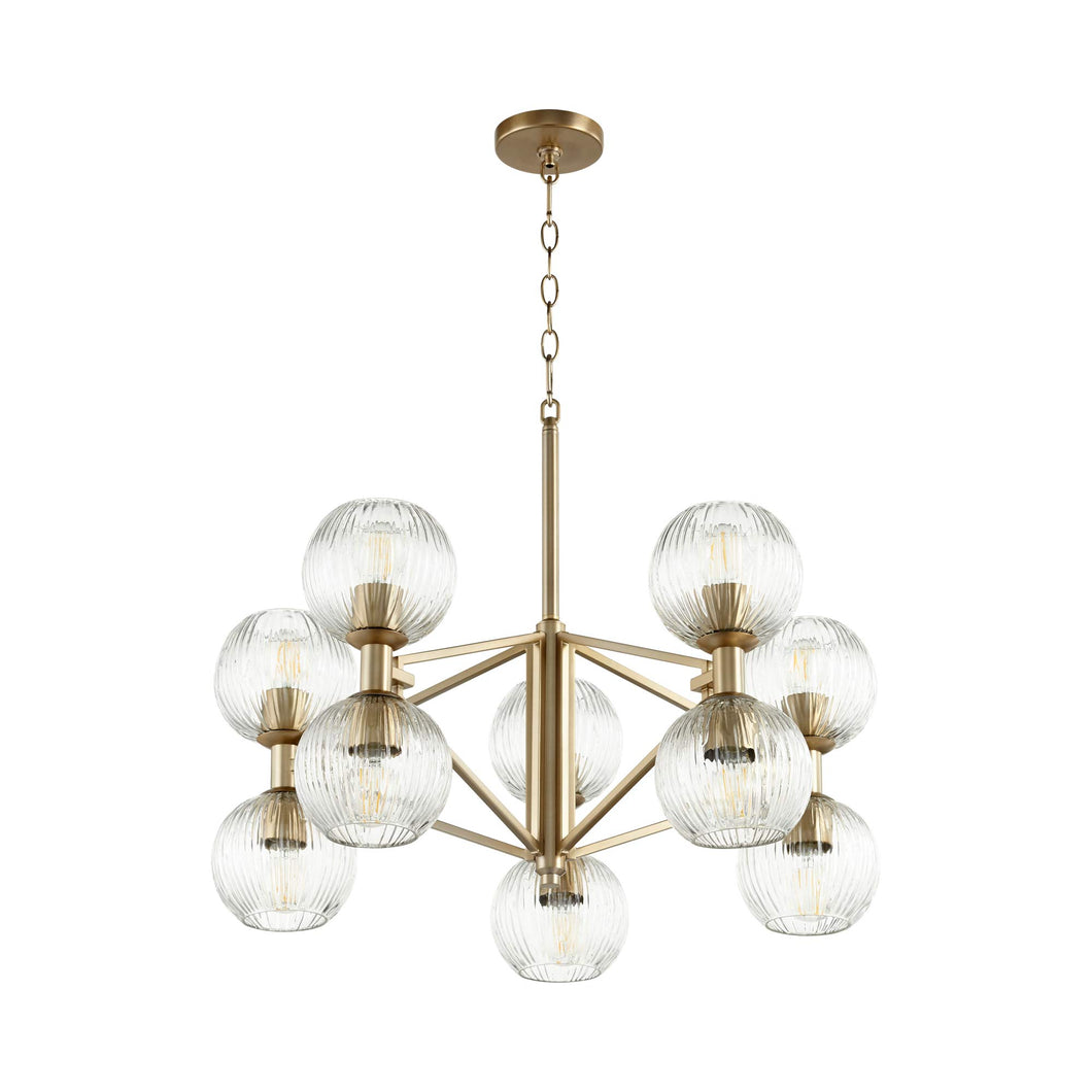 Helios Chandelier in 10-Light/Aged Brass.