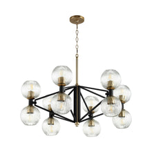 Load image into Gallery viewer, Helios Chandelier in 12-Light/Noir/Aged Brass.

