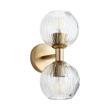 Load image into Gallery viewer, Helios Wall Light Aged Brass.
