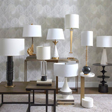 Load image into Gallery viewer, Solid Snow Table Lamp in exhibition.
