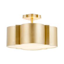 Load image into Gallery viewer, Wyatt Semi Flush Mount Ceiling Light in Aged Brass.
