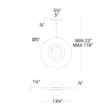 Load image into Gallery viewer, Cymbal LED Pendant Light - line drawing.
