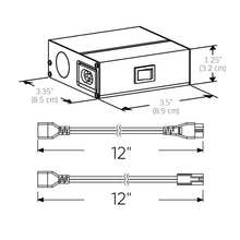 Load image into Gallery viewer, Junction Box For 120V Powerled Linear Undercabinet Lighting and Puck Light in Detail - line drawing.
