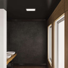Load image into Gallery viewer, Delta Square Indoor/Outdoor LED Flush Mount Ceiling Light in bathroom.
