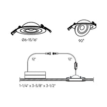 Load image into Gallery viewer, Pivot LED Gimble Recessed Light - line drawing.
