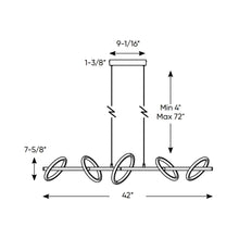 Load image into Gallery viewer, Olympia LED Linear Pendant Light - line drawing.
