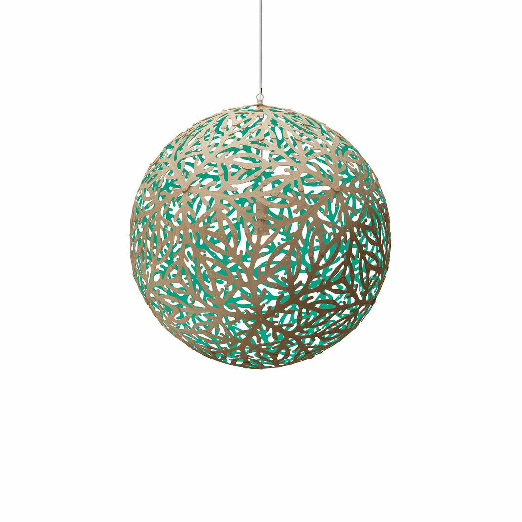 Sola Pendant Light in Aqua/Bamboo (Small).