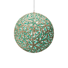 Load image into Gallery viewer, Sola Pendant Light in Aqua/Bamboo (Medium).

