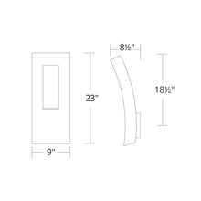 Load image into Gallery viewer, Dawn Outdoor LED Wall Light - line drawing.
