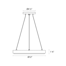 Load image into Gallery viewer, Dazzle Round LED Pendant Light - line drawing.
