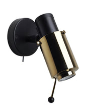 Load image into Gallery viewer, Biny Spot LED Wall Light in Gold/Black (Switch On The Base).
