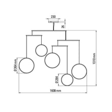 Load image into Gallery viewer, Focus LED Chandelier - line drawing.
