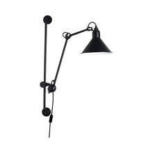 Load image into Gallery viewer, Lampe Gras N°210 Swing Arm LED Wall Light in Black (Conic Shade).
