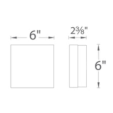 Load image into Gallery viewer, Dice LED Square Flush Mount Ceiling Light - line drawing.
