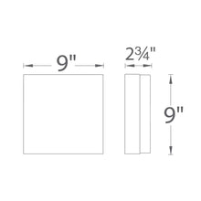 Load image into Gallery viewer, Dice LED Square Flush Mount Ceiling Light - line drawing.
