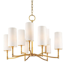 Load image into Gallery viewer, Dillon Chandelier in 9-Light/Aged Brass.
