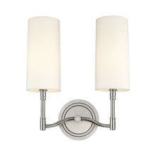 Load image into Gallery viewer, Dillon Two Light Wall Light in Polished Nickel.
