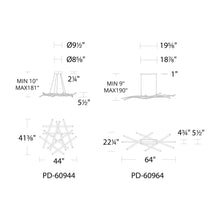 Load image into Gallery viewer, Divergence LED Linear Pendant Light - line drawing.
