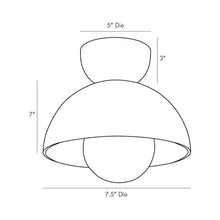 Load image into Gallery viewer, Donley Semi Flush Mount Ceiling Light - line drawing.
