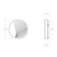 Load image into Gallery viewer, Dotwave™ Round Outdoor LED Wall Light - line drawing.
