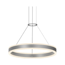 Load image into Gallery viewer, Double Corona™ Ring LED Pendant Light in Small/Bright Satin Aluminum.
