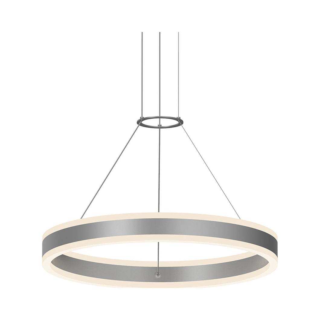 Double Corona™ Ring LED Pendant Light in Small/Bright Satin Aluminum.