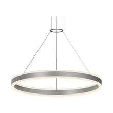 Load image into Gallery viewer, Double Corona™ Ring LED Pendant Light in Medium/Bright Satin Aluminum.
